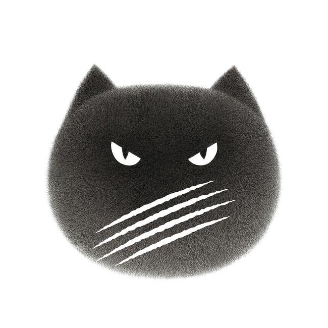 爪あとが描かれた黒猫のキャラクター