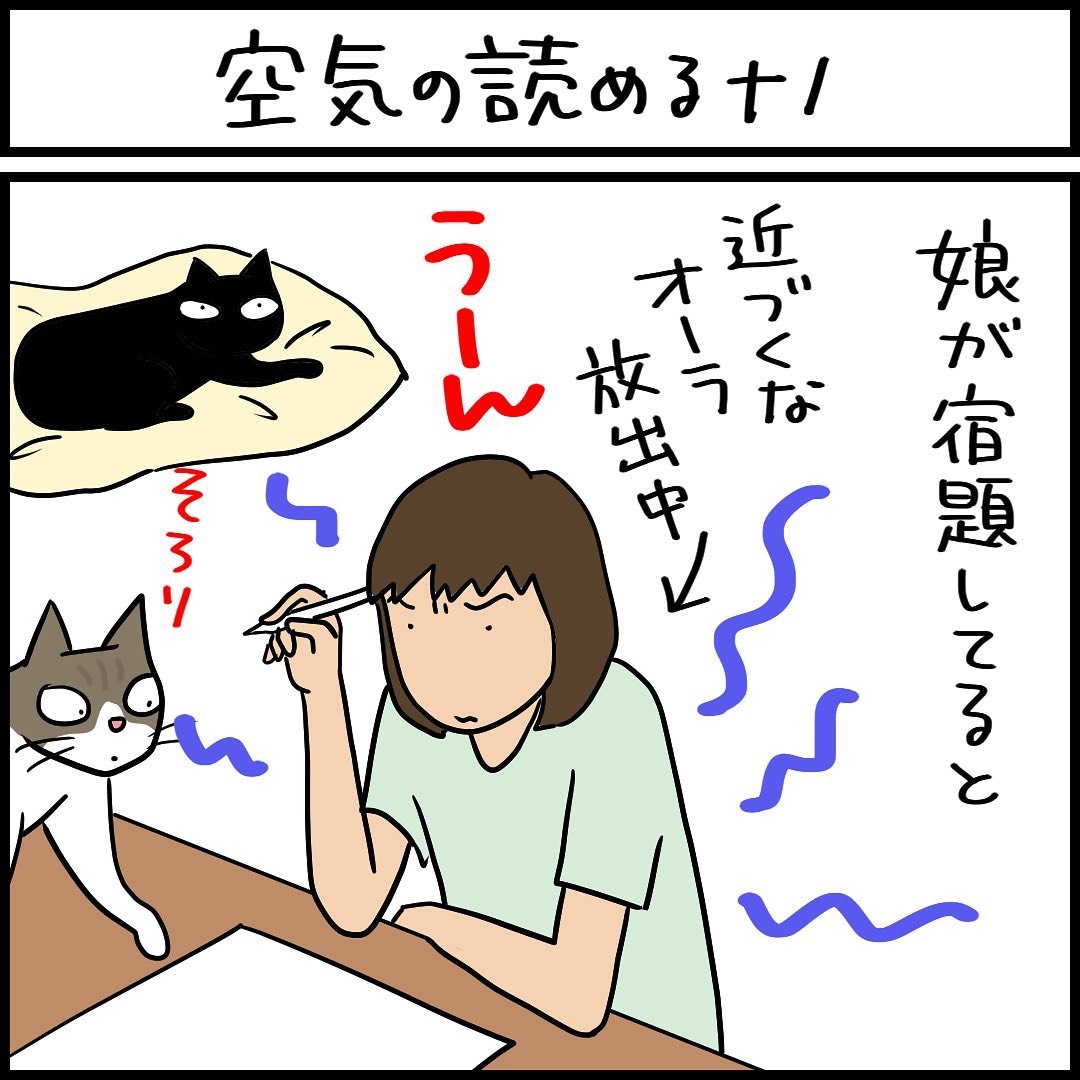 猫　宿題　漫画