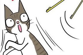 【漫画】第44話：警戒する姿に思わずクスッ！ピンチハンガーを怖がる猫さん【きなこちゃん】