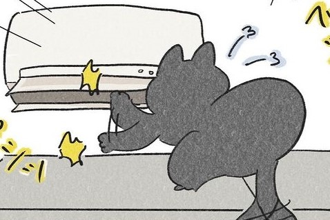 【漫画】第2話：「お家の平和はボクが守るニャ！」なぜかエアコンを敵対視する猫さん【くろもくん】