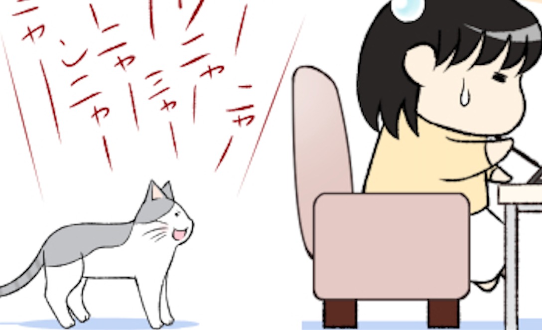 【漫画】第91話：「聞いて〜！」飼い主さんを追いかけてまでおしゃべりするニャンコ【ぷぅすけくん】