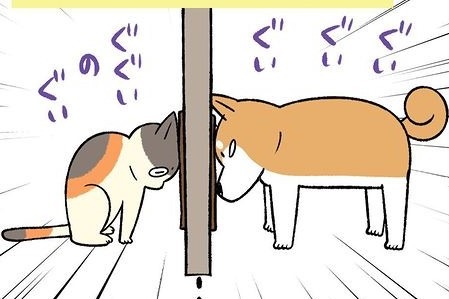 【漫画】第112話：絶対に譲れない！ドアを両側から開けようとするワンニャン【どんぐりちゃん】