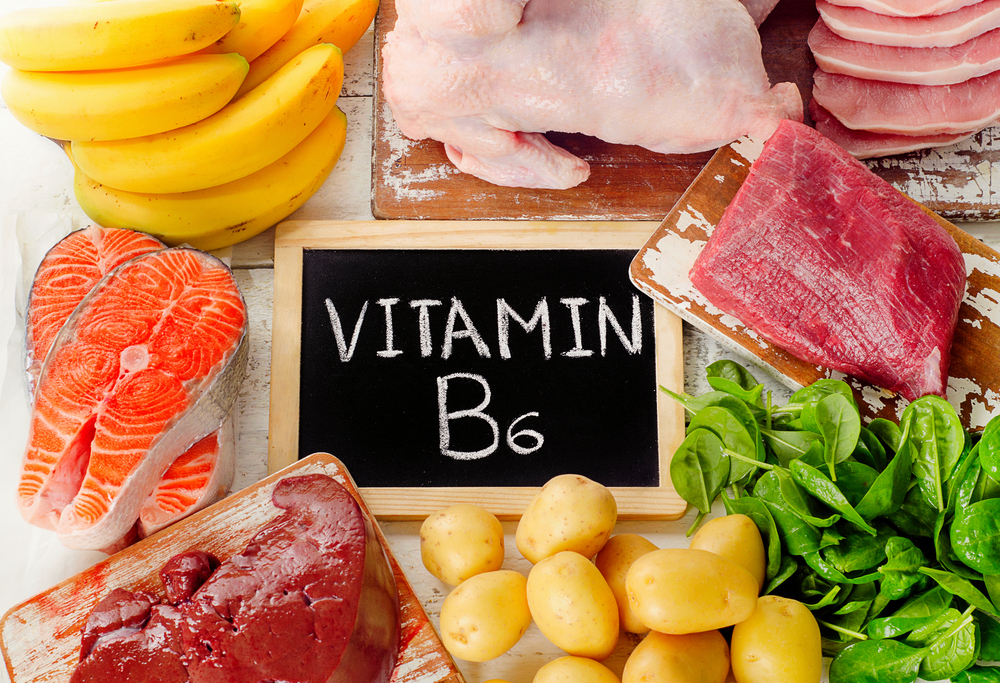 Foods with Vitamin B6(Pyridoxine). Healthy food. Top view